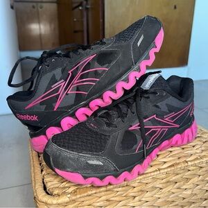 Reebok ZigLite Womens Black And Pink Athletic Running Shoes Sz ‎ 9.5 us